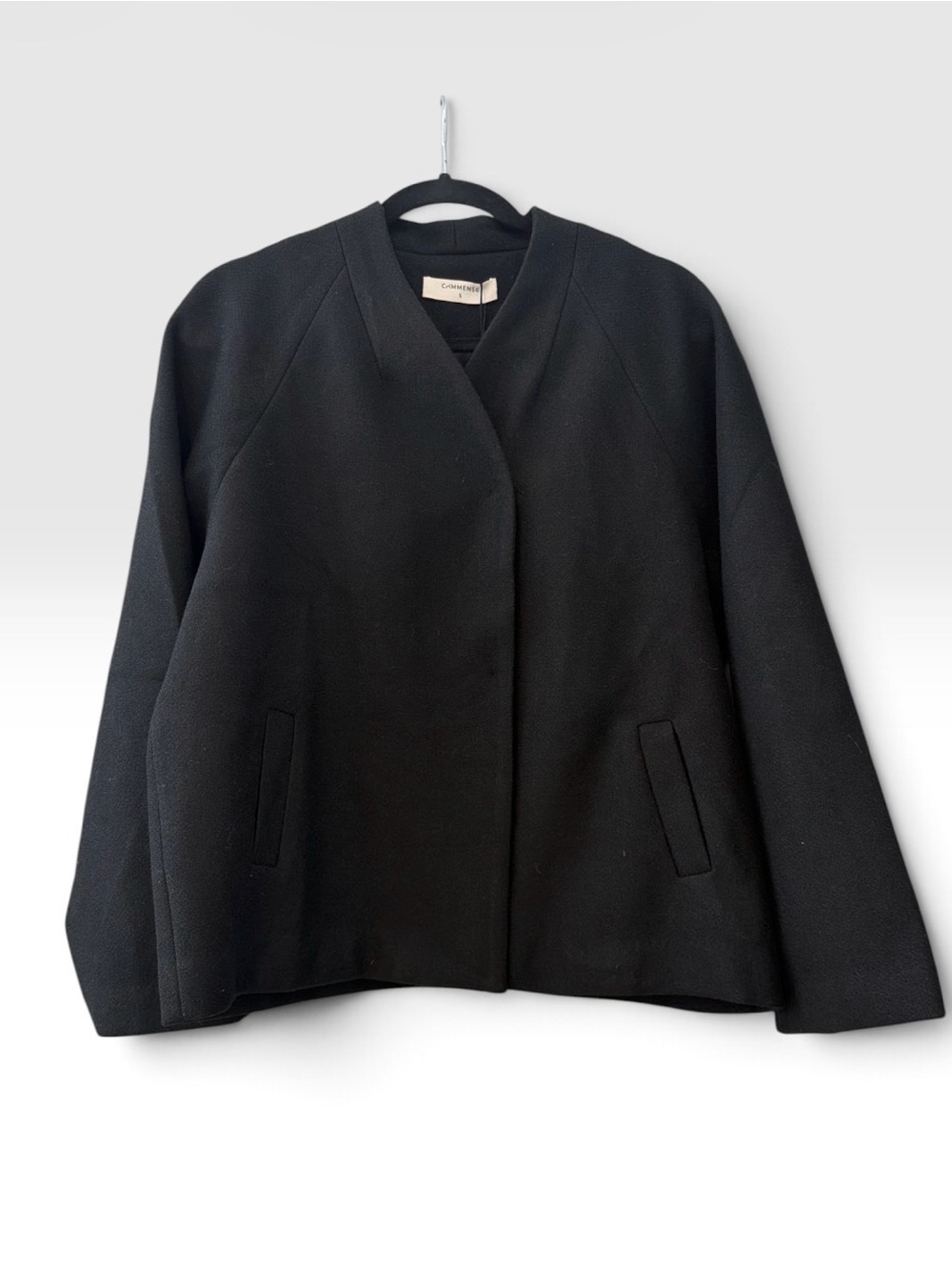 Commense V neck belted cotton blend Coat. With Black Textured Waist Belt - Picture 2 of 6